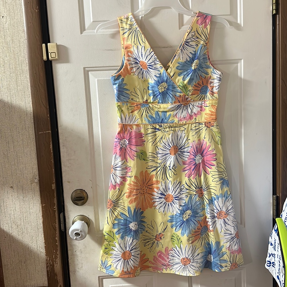AMANDA SMITH PETITE PASTEL YELLOW FLORAL DRESS: GREAT CONDITION: SIZE 10P
